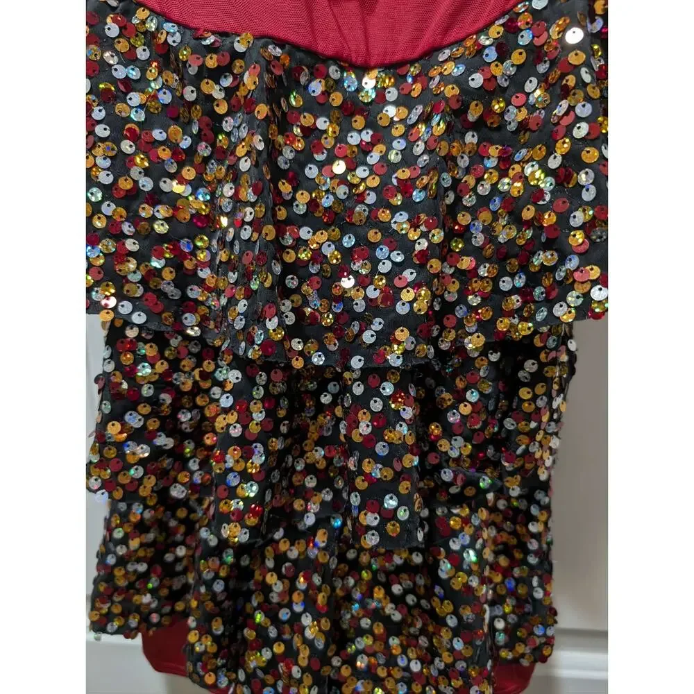 Weissman Maneater Jazz Dance Costume Razzle Dazzle Sequin Biketard Girls Size MC